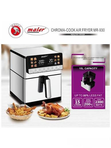 سرخ کن مایر MR930 بدون روغن دو المنت و بدنه استیل ۱۵ لیتر