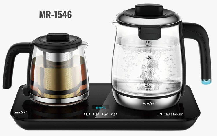 چایساز Maier MR-1546 با طراحی شیک و مدرن، دارای کتری شیشهای ۱.۷ لیتری و قوری شیشهای ۱ لیتری است. این دستگاه مجهز به فیلتر استیل ضدزنگ، توان ۱۸۲۰ تا ۲۲۰۰ وات و نمایشگر دیجیتال دماست و برای تهیه چای و دمنوش در منزل مناسب است.